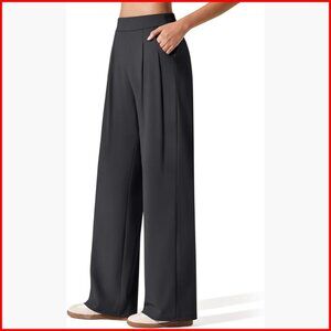 High Waist Wide Leg Yoga Pants with Pockets Dressy Casual Work Trousers